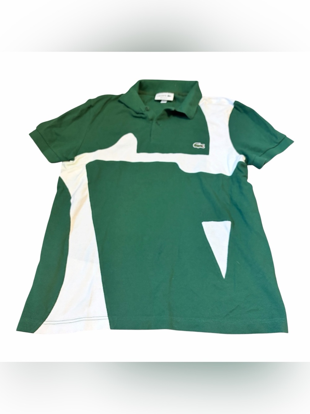 Lacoste Men’s Green White Colorblock Polo Shirt Regular Fit M - Picture 2 of 6